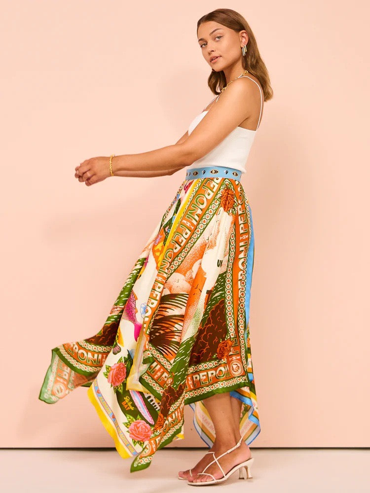Casual Fashion Versatile Irregular Printed Skirt