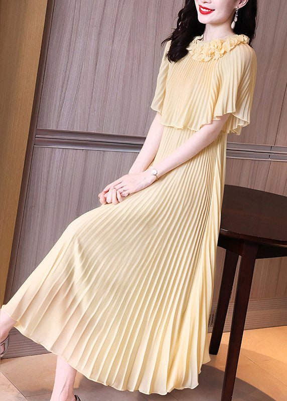 2025 New Apricot Floral False Two Pieces Set Dresses Summer