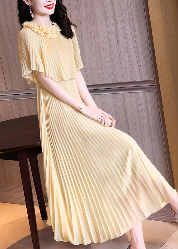 2025 New Apricot Floral False Two Pieces Set Dresses Summer