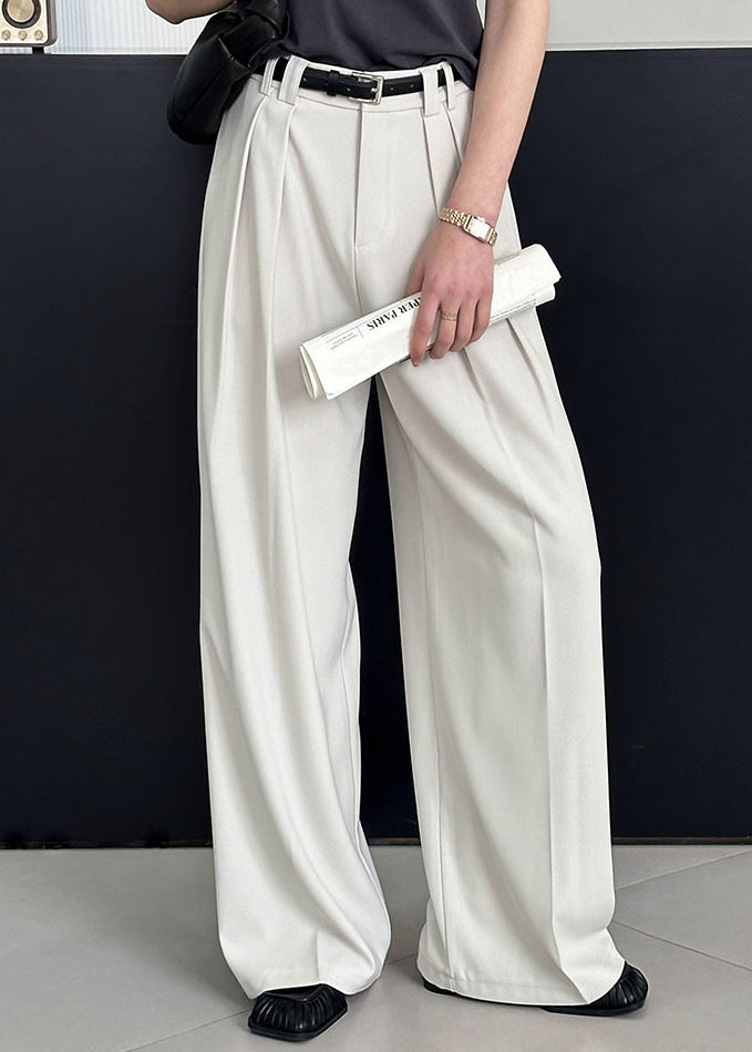 2025 New Beige High Waist Pockets Pants Summer