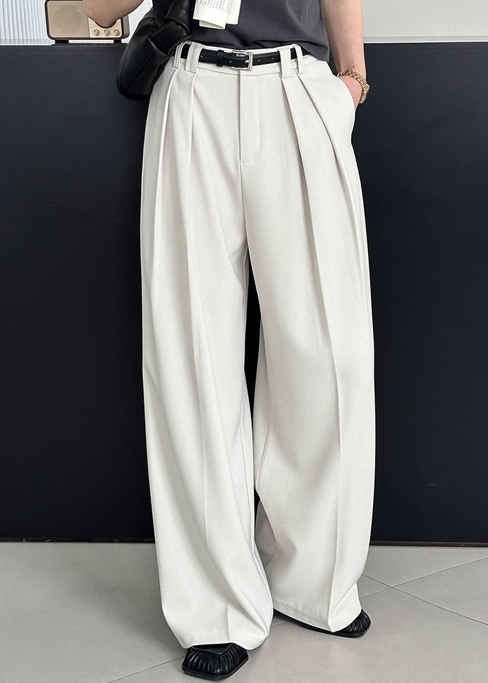 2025 New Beige High Waist Pockets Pants Summer