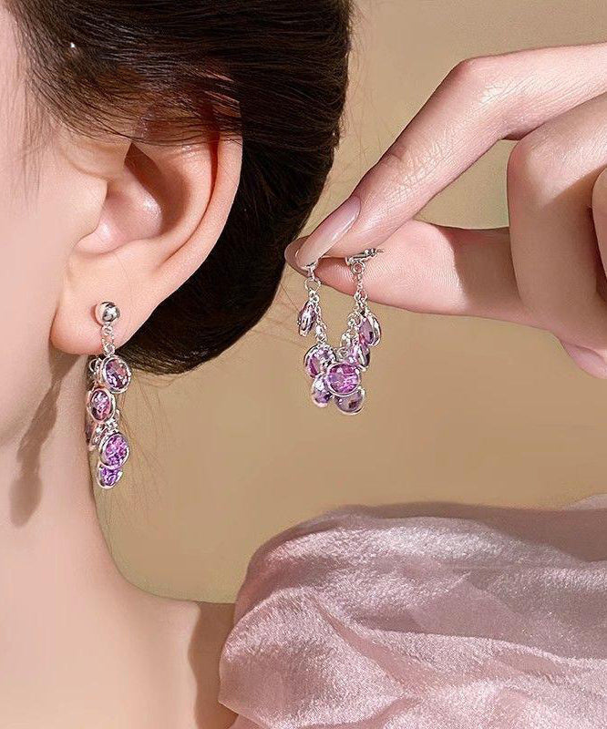 2025 New Blue Copper Alloy Crystal Hoop Earrings