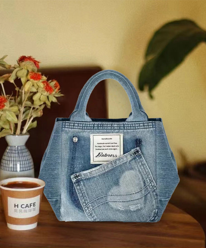 2025 New Blue Large Capacity Versatile Denim Tote Bag