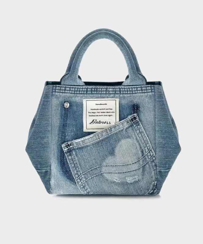 2025 New Blue Large Capacity Versatile Denim Tote Bag