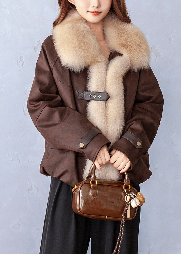 2025 New Chocolate Peter Pan Collar Pockets Fine Cotton Filled Jackets Winter