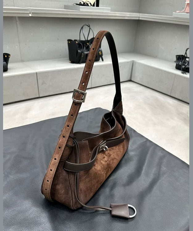 2025 New Coffee Durable Suede Shoulder Bag