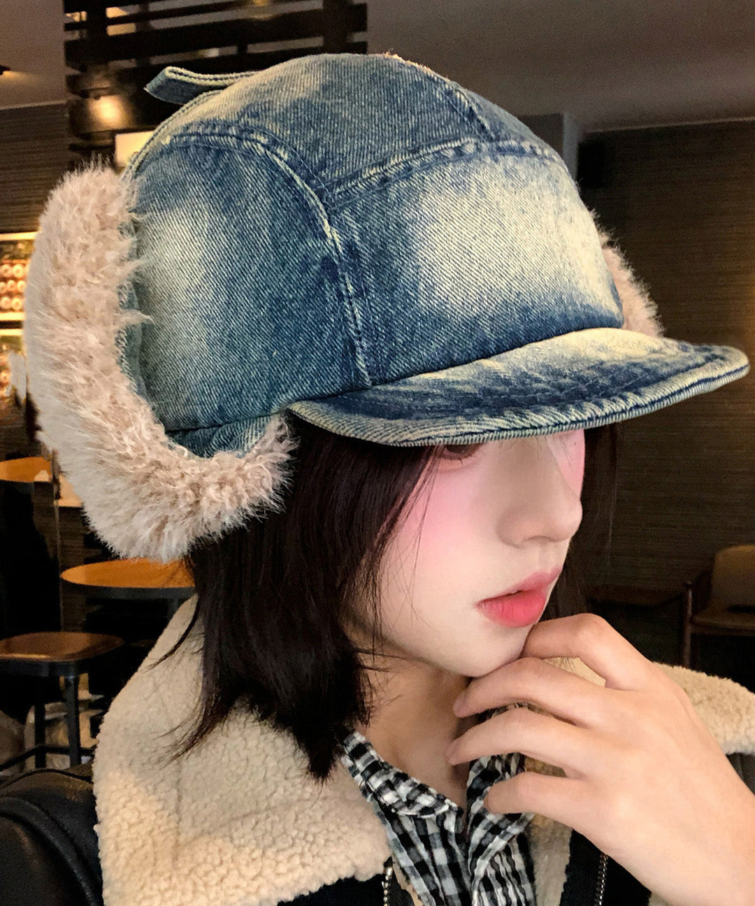 2025 New Denim Winter Warm Fleece Ear Protection Hat