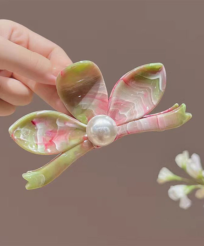 2025 New Green Alloy Pearl Floral Hairpin