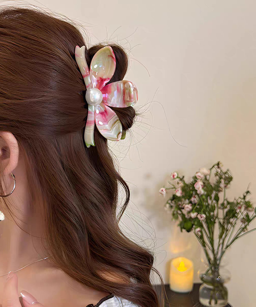 2025 New Green Alloy Pearl Floral Hairpin