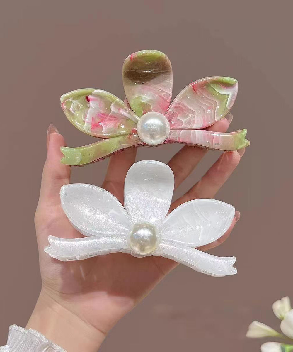 2025 New Green Alloy Pearl Floral Hairpin
