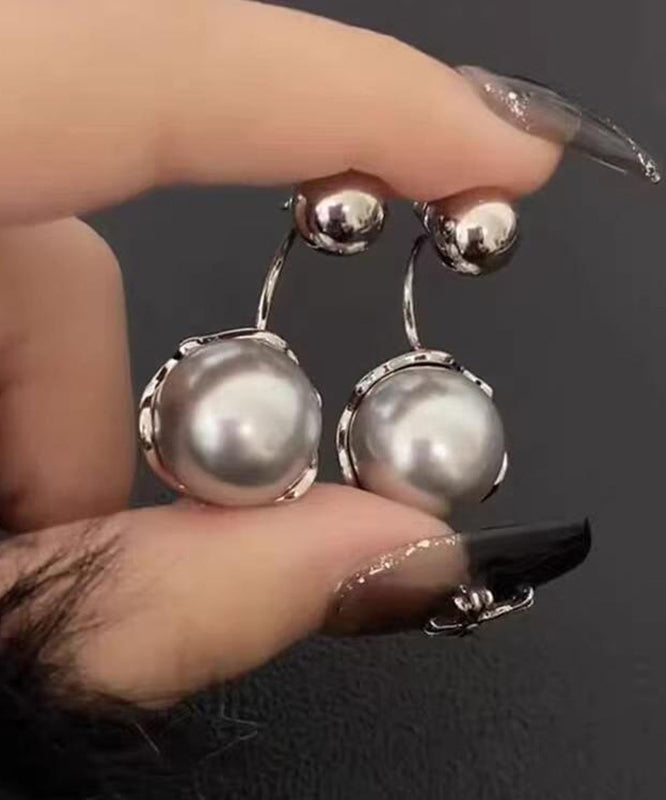 2025 New Grey Sterling Silver Pearl Stud Earrings
