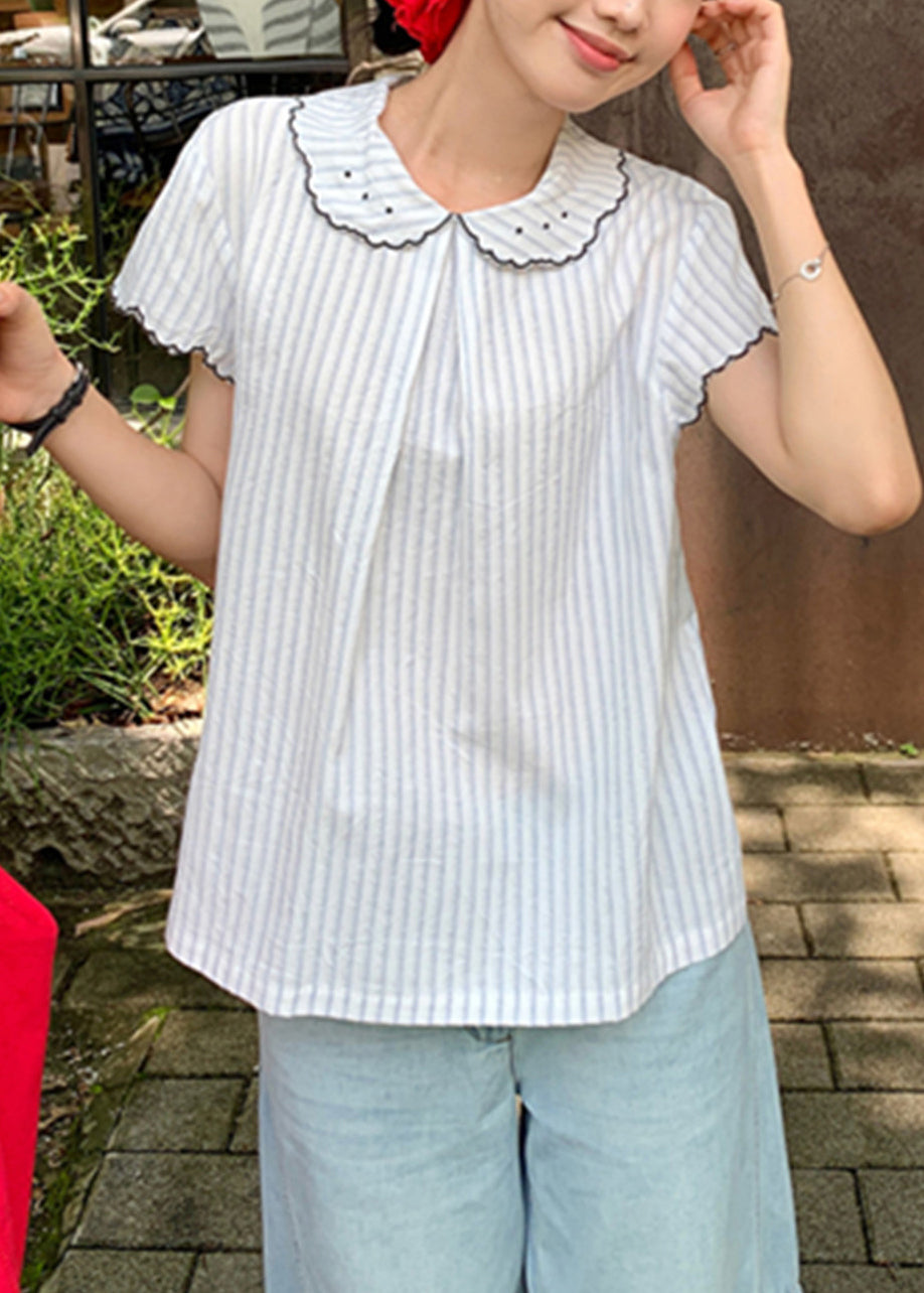 2025 New Japanese Cute Striped Short Sleeved Shirt