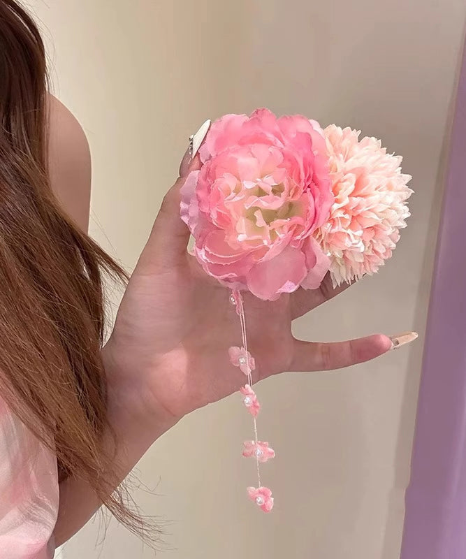 2025 New Pink Alloy Peony Tassel Hairpin