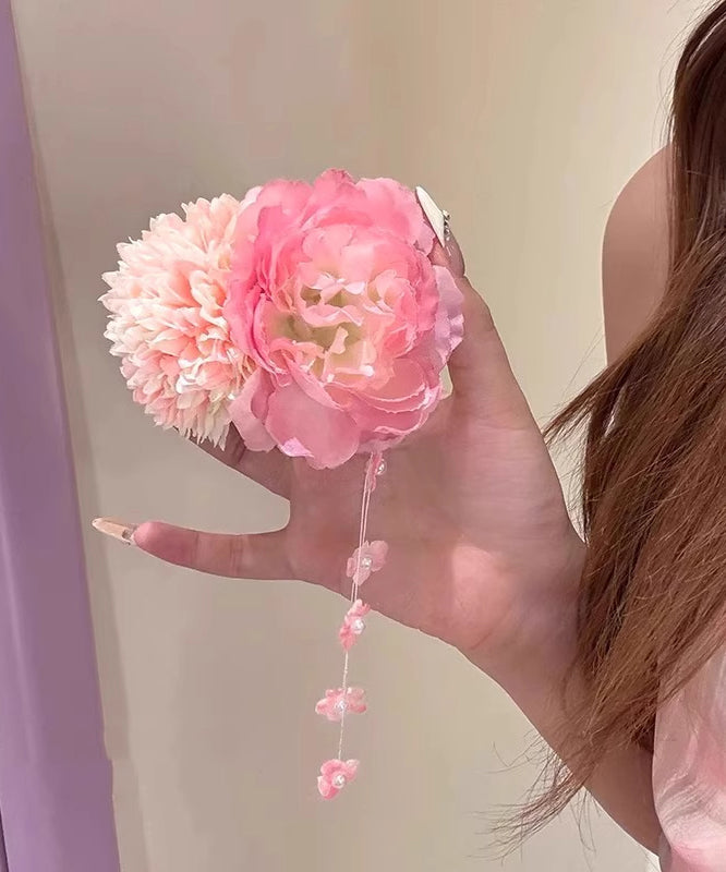2025 New Pink Alloy Peony Tassel Hairpin