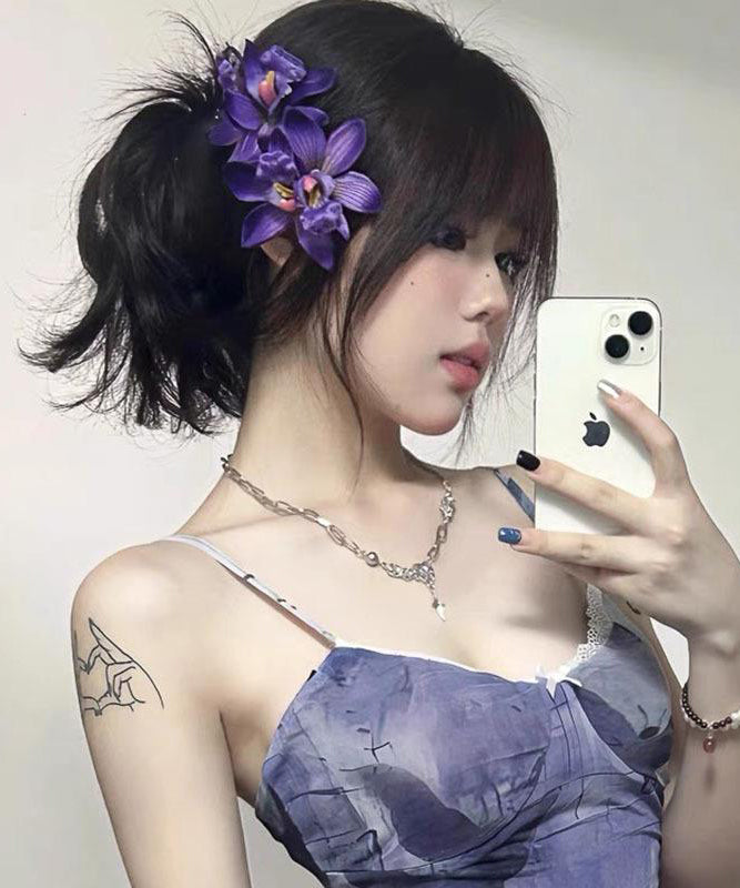 2025 New Purple Alloy Floral Hairpin