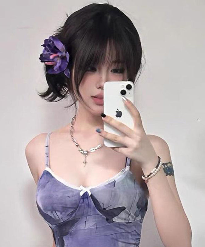 2025 New Purple Alloy Floral Hairpin