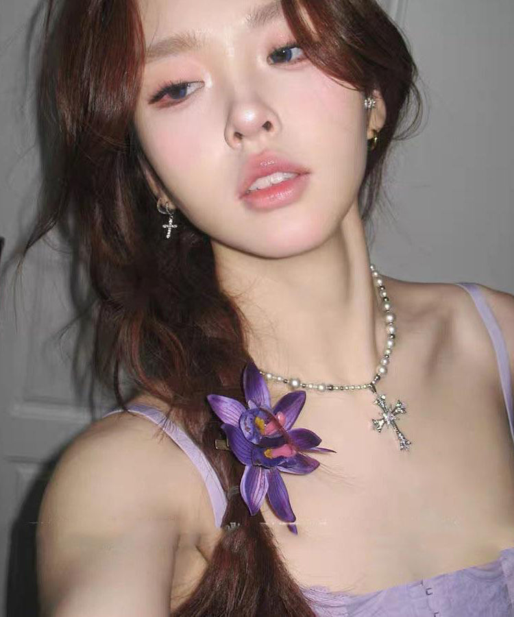 2025 New Purple Alloy Floral Hairpin