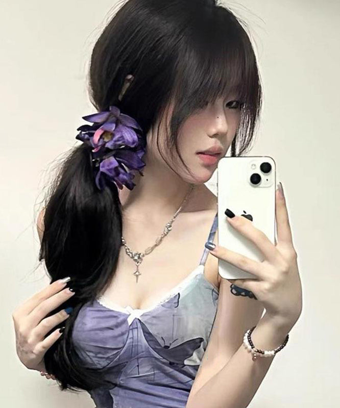 2025 New Purple Alloy Floral Hairpin