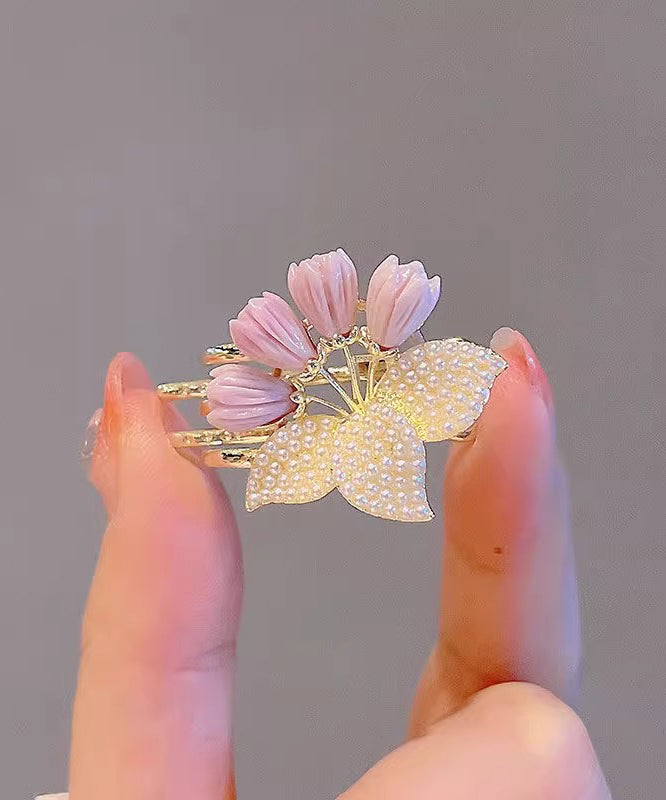 2025 New Purple Alloy Lotus And Floral Pearl Hairpin Two-Piece Set
