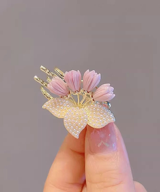2025 New Purple Alloy Lotus And Floral Pearl Hairpin Two-Piece Set