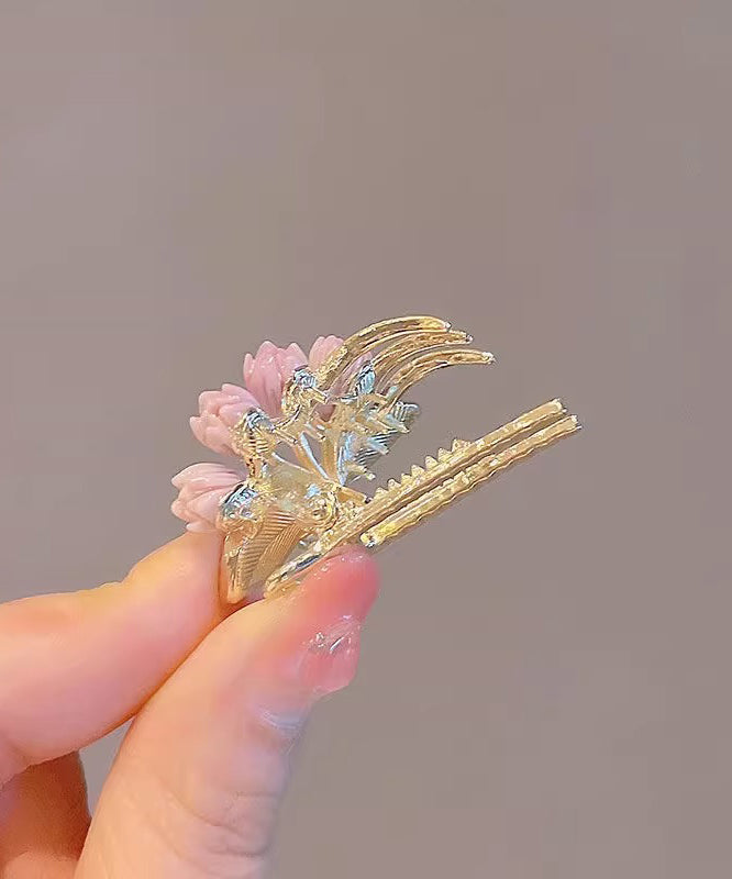 2025 New Purple Alloy Lotus And Floral Pearl Hairpin Two-Piece Set