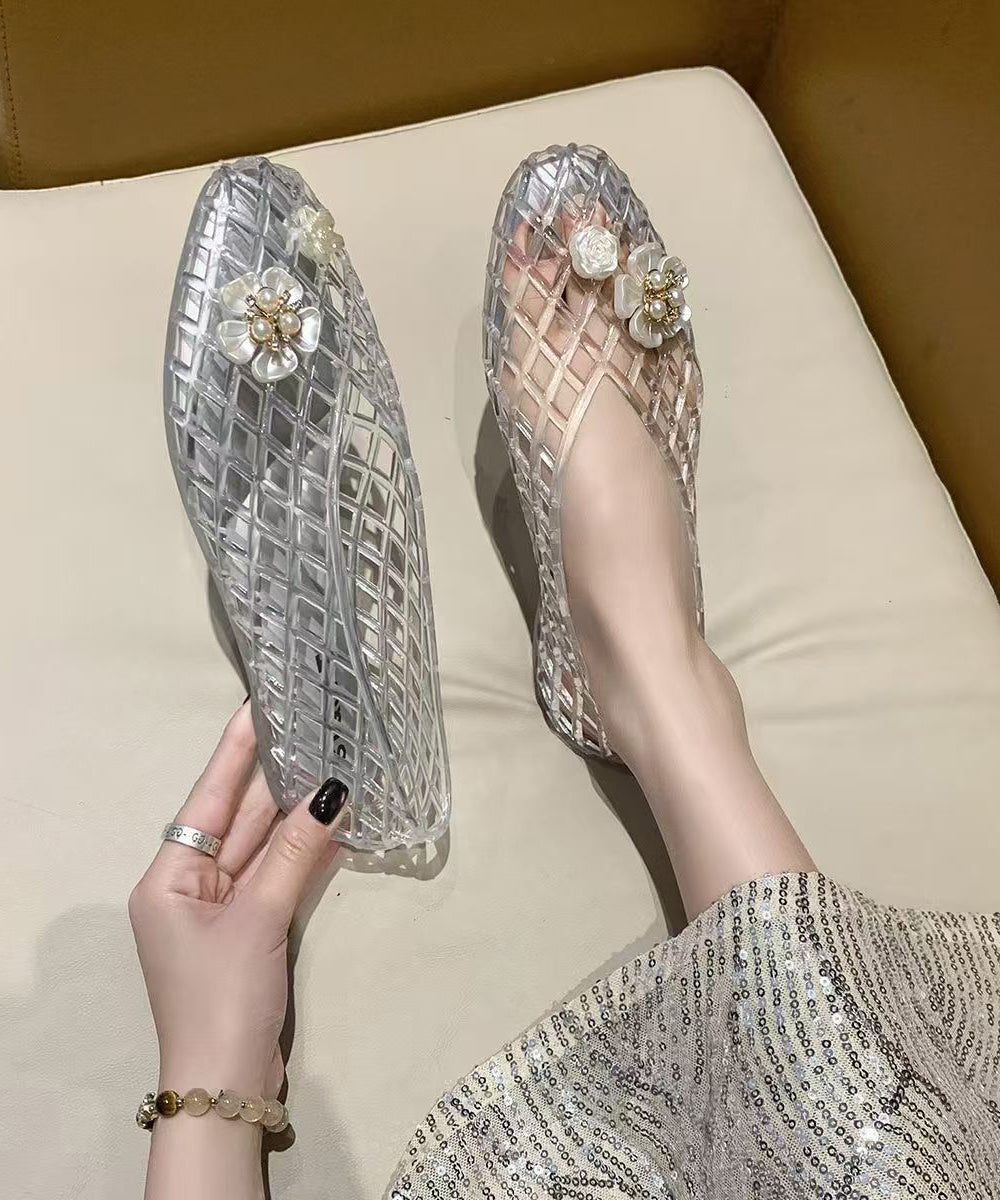 2025 New Summer Silver Flat Bottomed Hollow Out Shoes