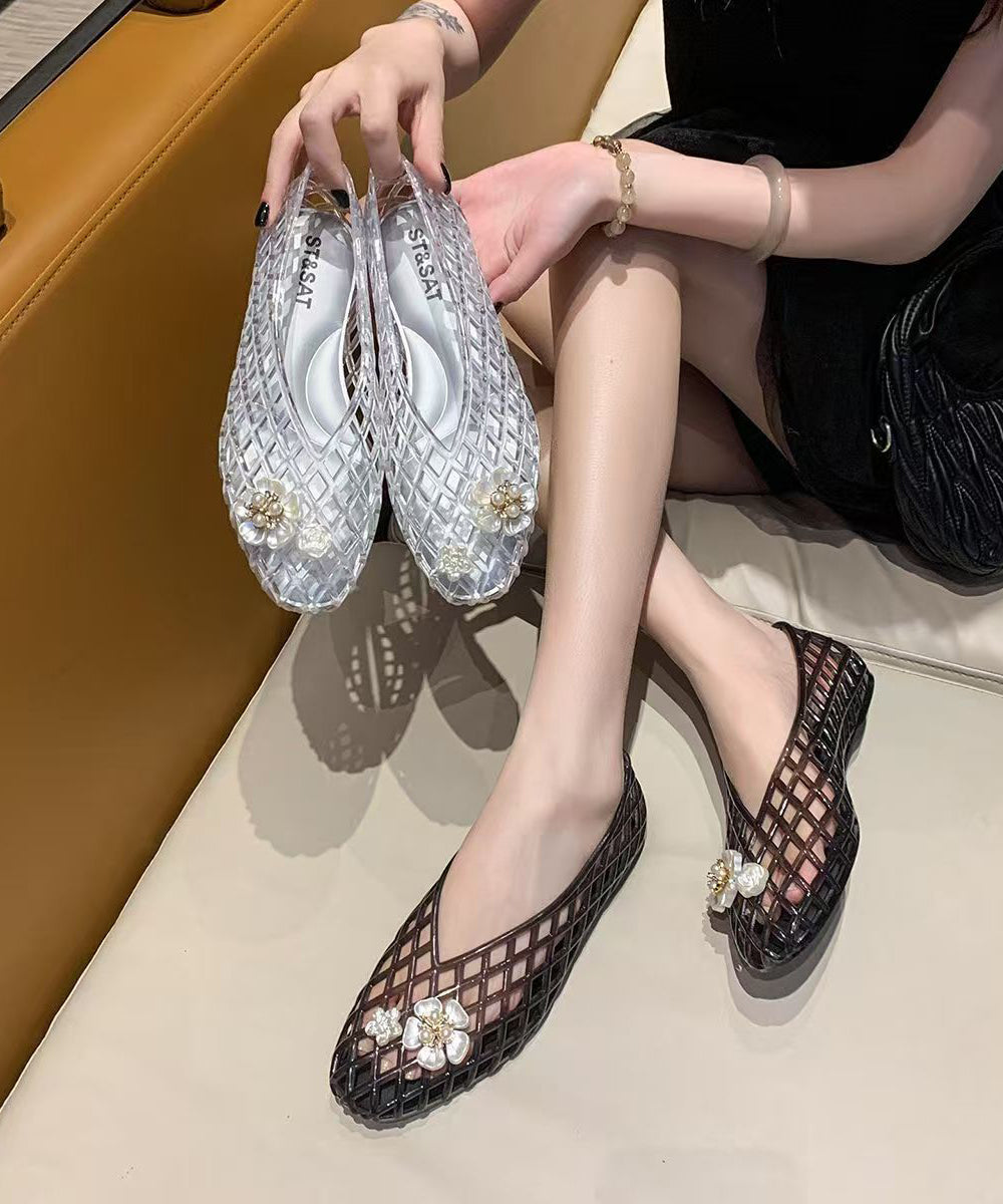 2025 New Summer Silver Flat Bottomed Hollow Out Shoes