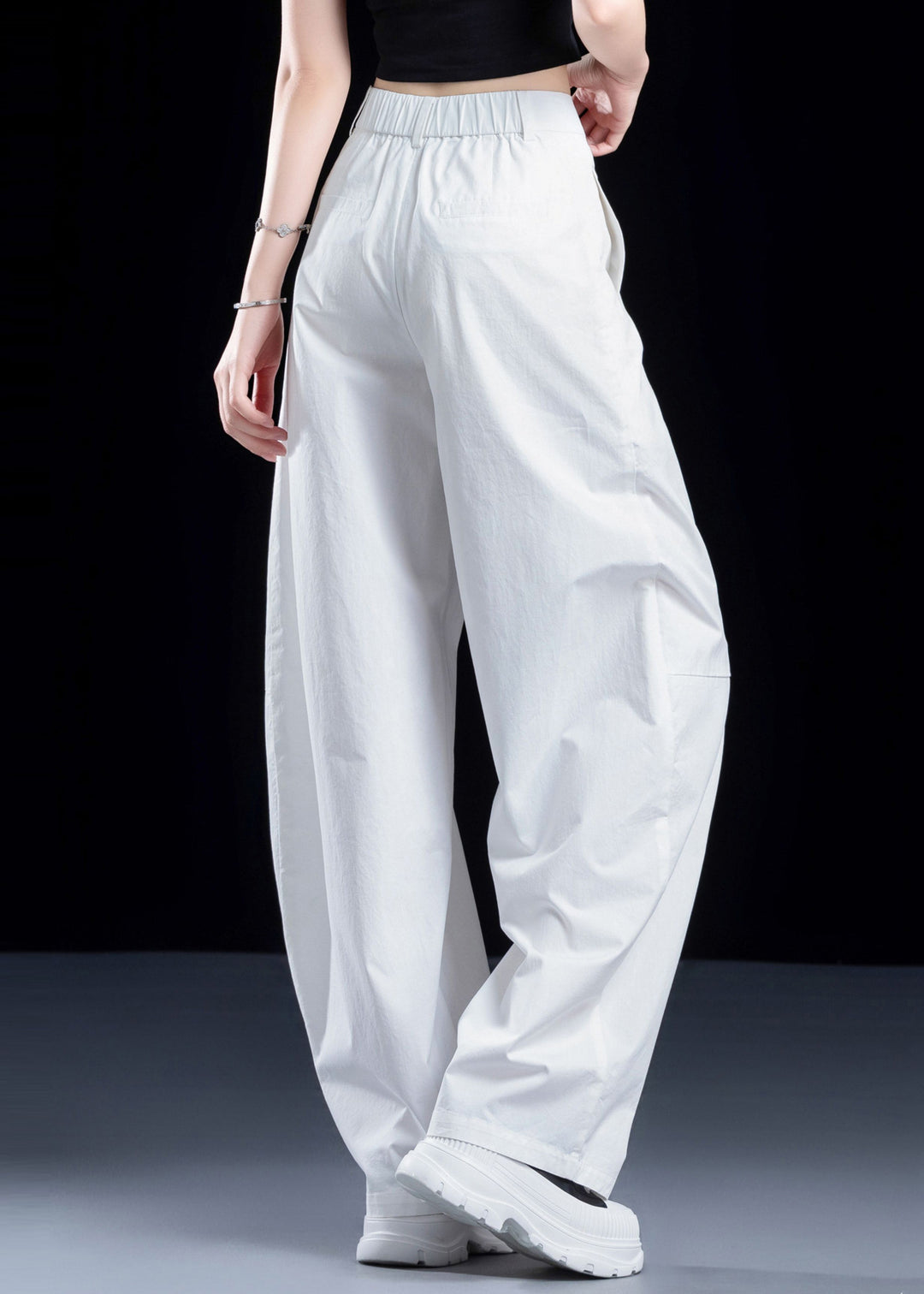 2025 New White Pockets High Waist Cotton Pants Fall