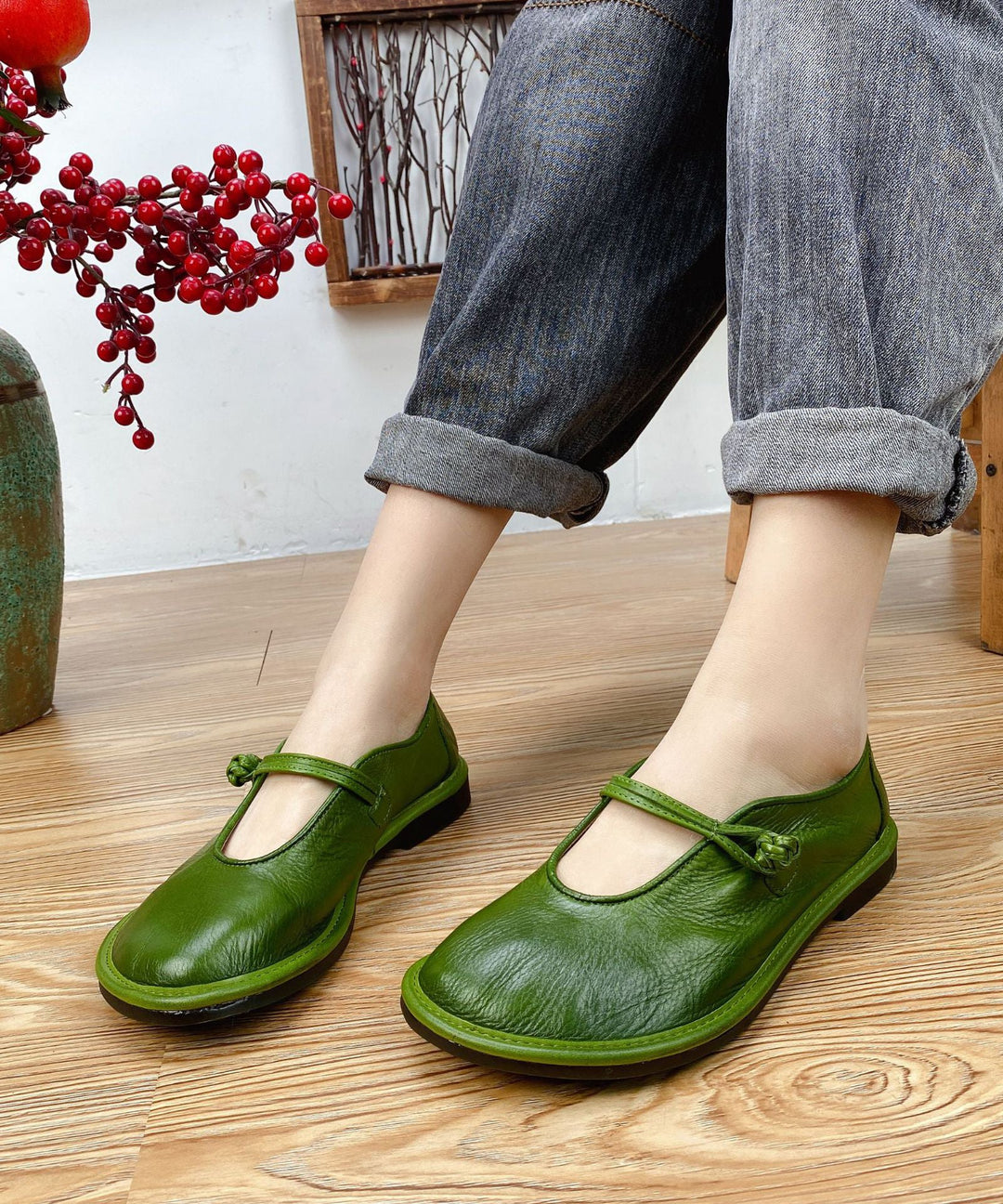 2025 Splicing Flat Shoes For Women Black Cowhide Leather