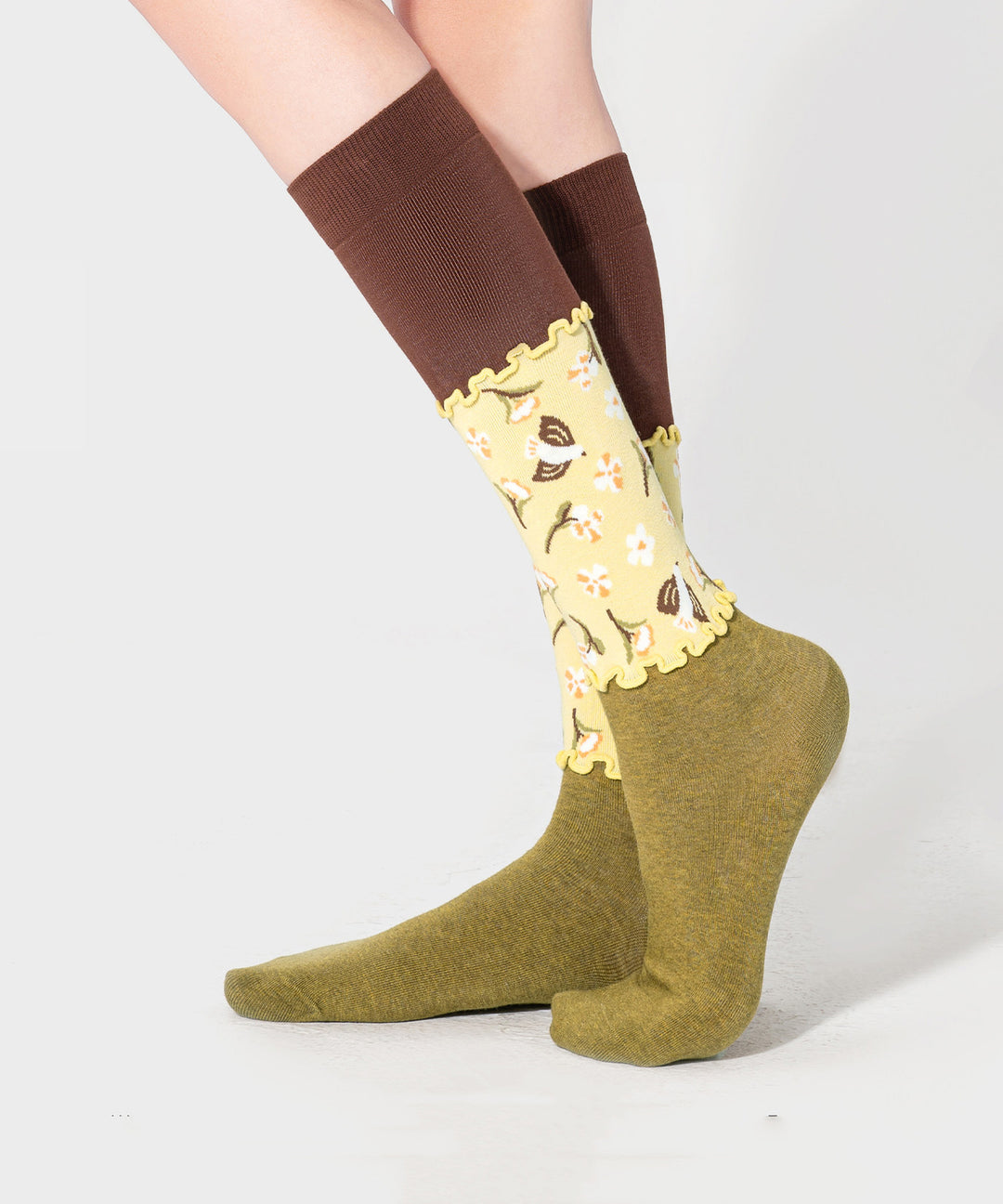 2026 Autumn Mid Socks Splicing Cute Animal Patterns