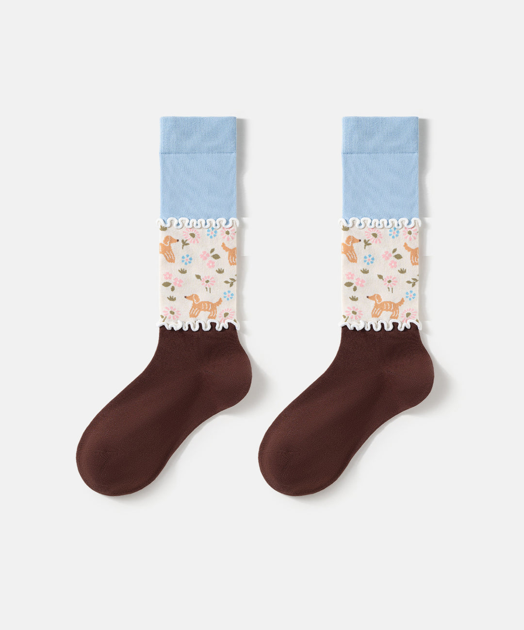 2026 Autumn Mid Socks Splicing Cute Animal Patterns
