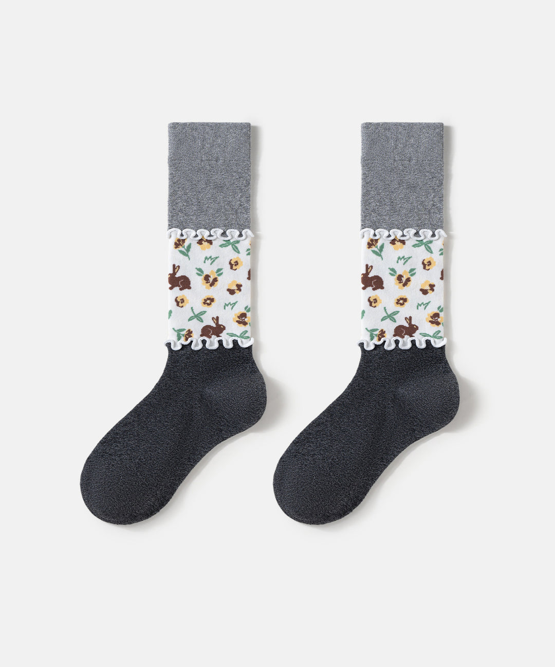 2026 Autumn Mid Socks Splicing Cute Animal Patterns