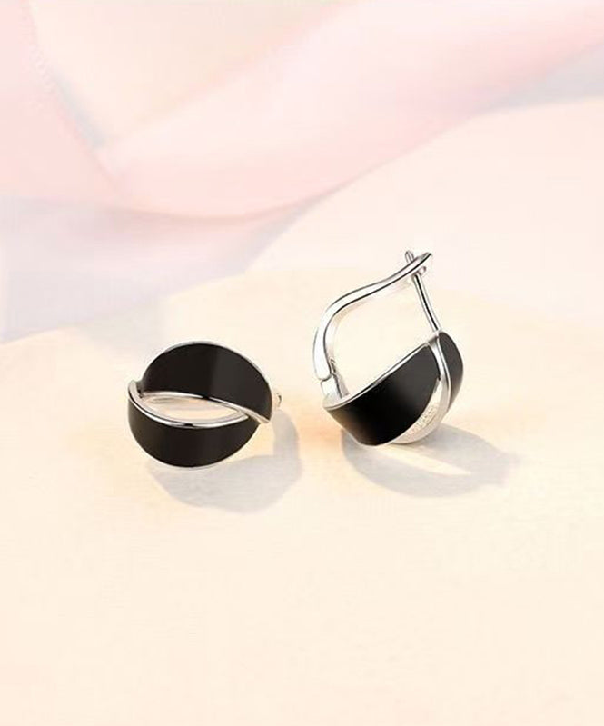 2026 New Black Copper Dipping Glaze Hoop Earrings