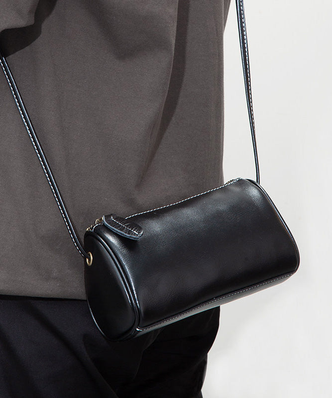 2026 New Coffee Calf Leather Round Crossbody Bag