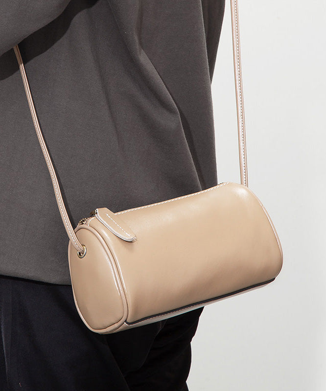 2026 New Coffee Calf Leather Round Crossbody Bag
