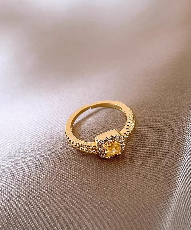 2026 New Gold Copper Alloy Zircon Rings