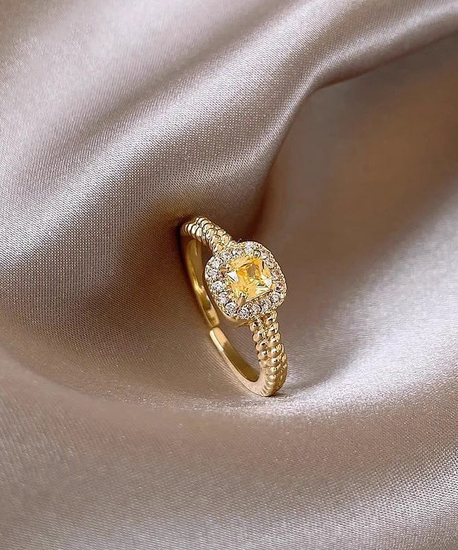 2026 New Gold Copper Alloy Zircon Rings