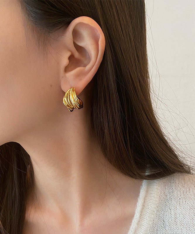 2026 New Gold Metal Silver Needle Stud Earrings