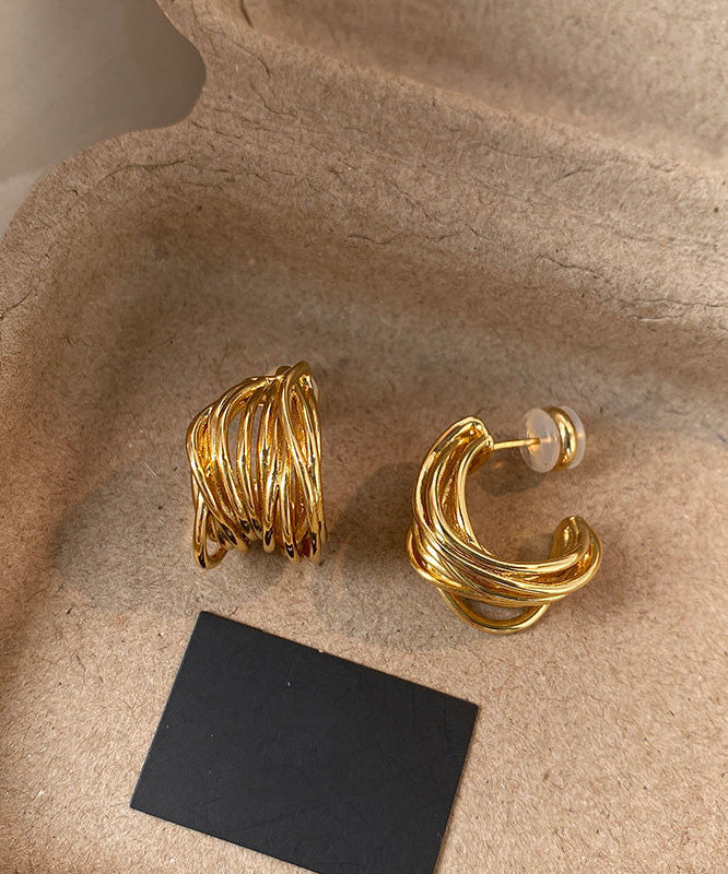 2026 New Gold Metal Silver Needle Stud Earrings