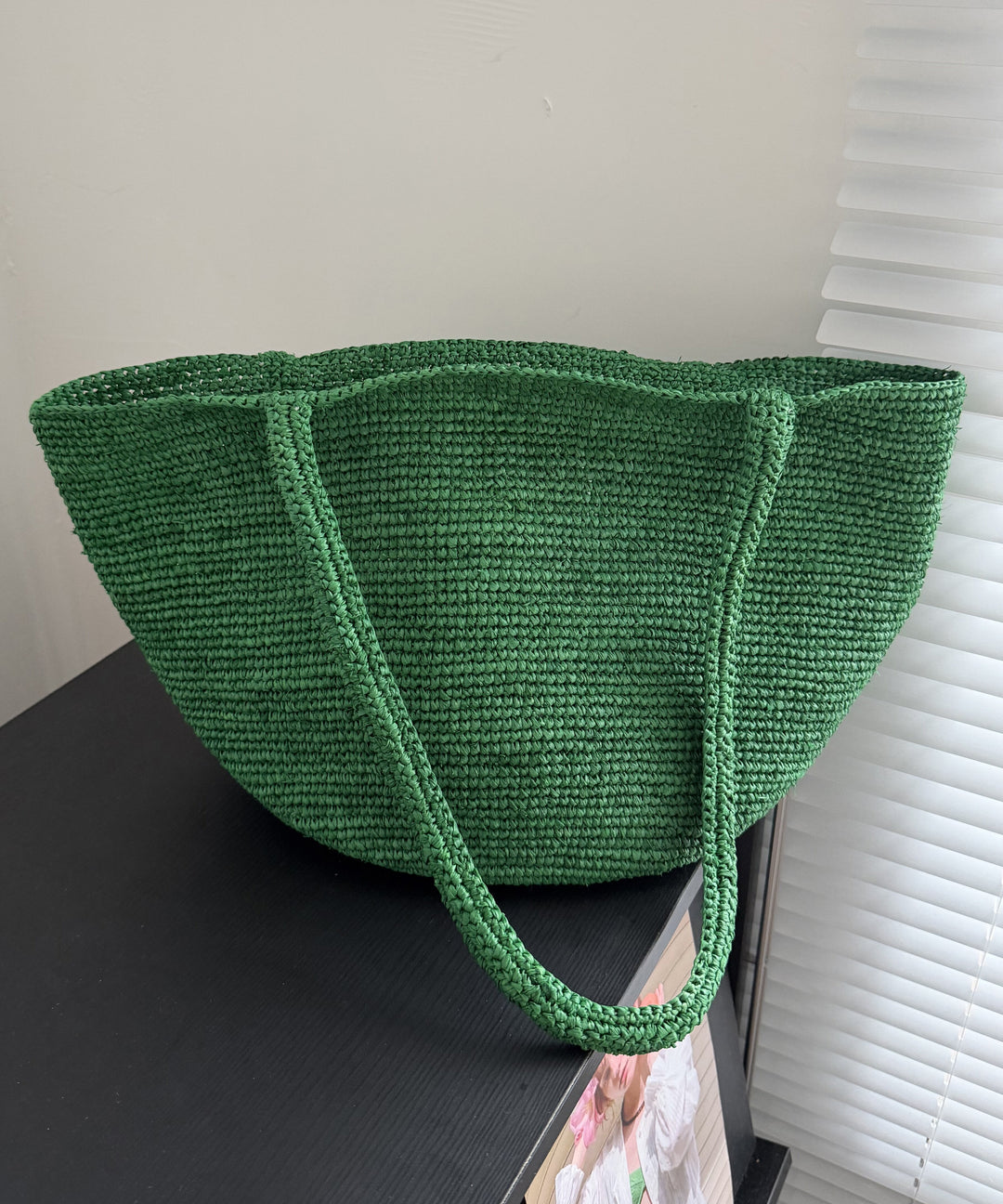 2026 New Green Straw Straw Large Capacity Shoulder Bag