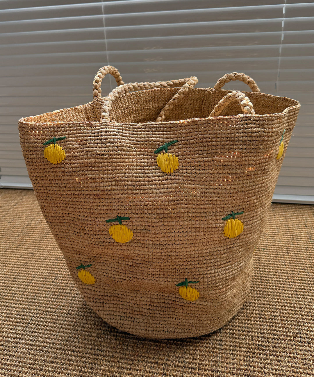 2026 New Hand Woven Lemon Embroidered Tote Bag