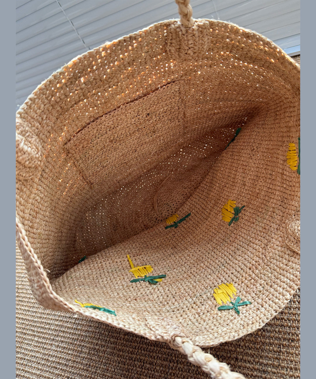 2026 New Hand Woven Lemon Embroidered Tote Bag