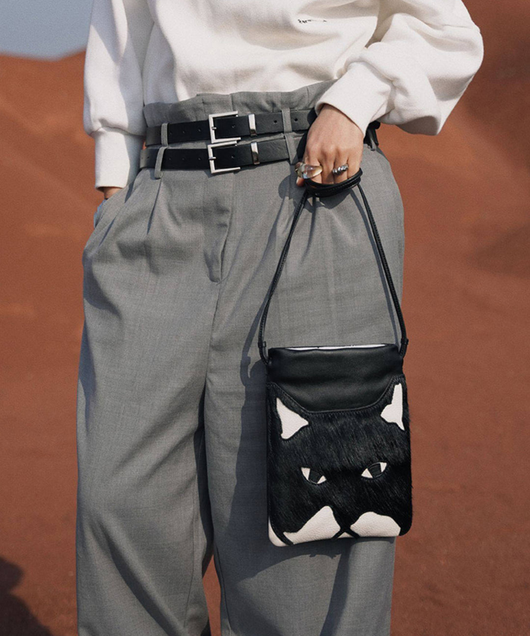 2026 New Horsehair Embossed Calf Leather Phone Pouch Bag