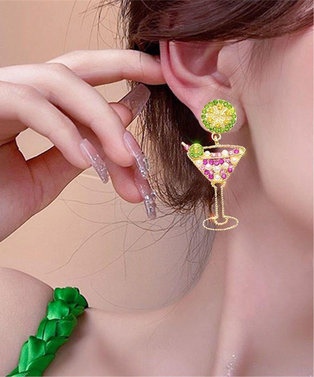 2026 New Juice Wine Glass Zircon Stud Earrings