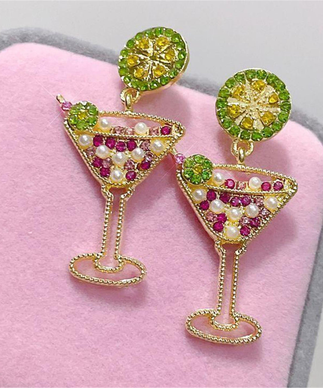 2026 New Juice Wine Glass Zircon Stud Earrings