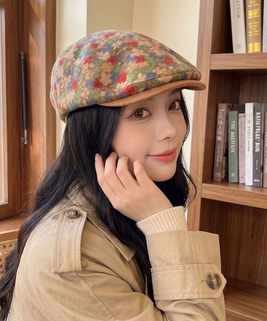 2026 New Khaki Flower Versatile Woolen Breton Hat