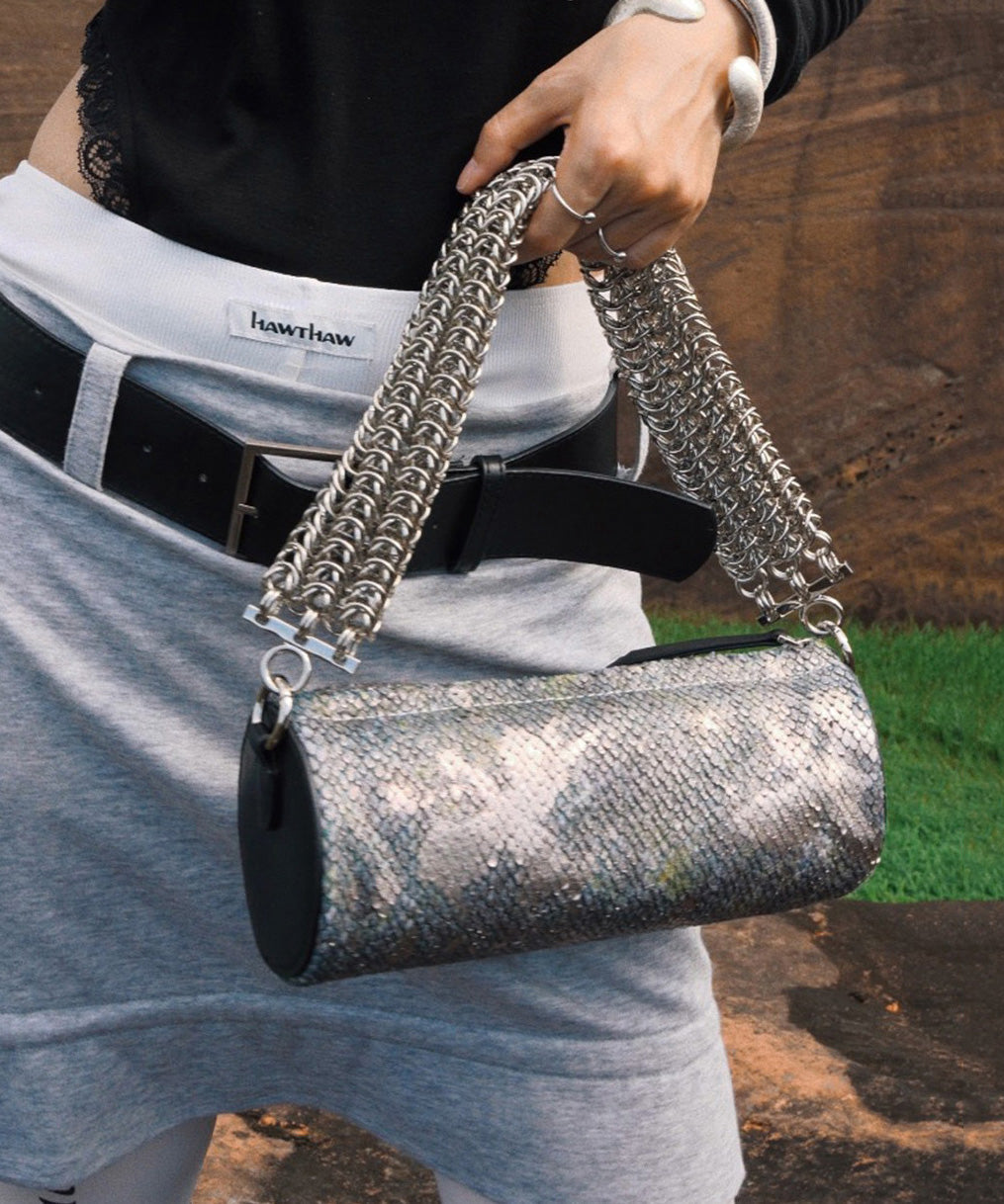 2026 New Leopard Pattern Dot Calf Leather Cylinder Bag