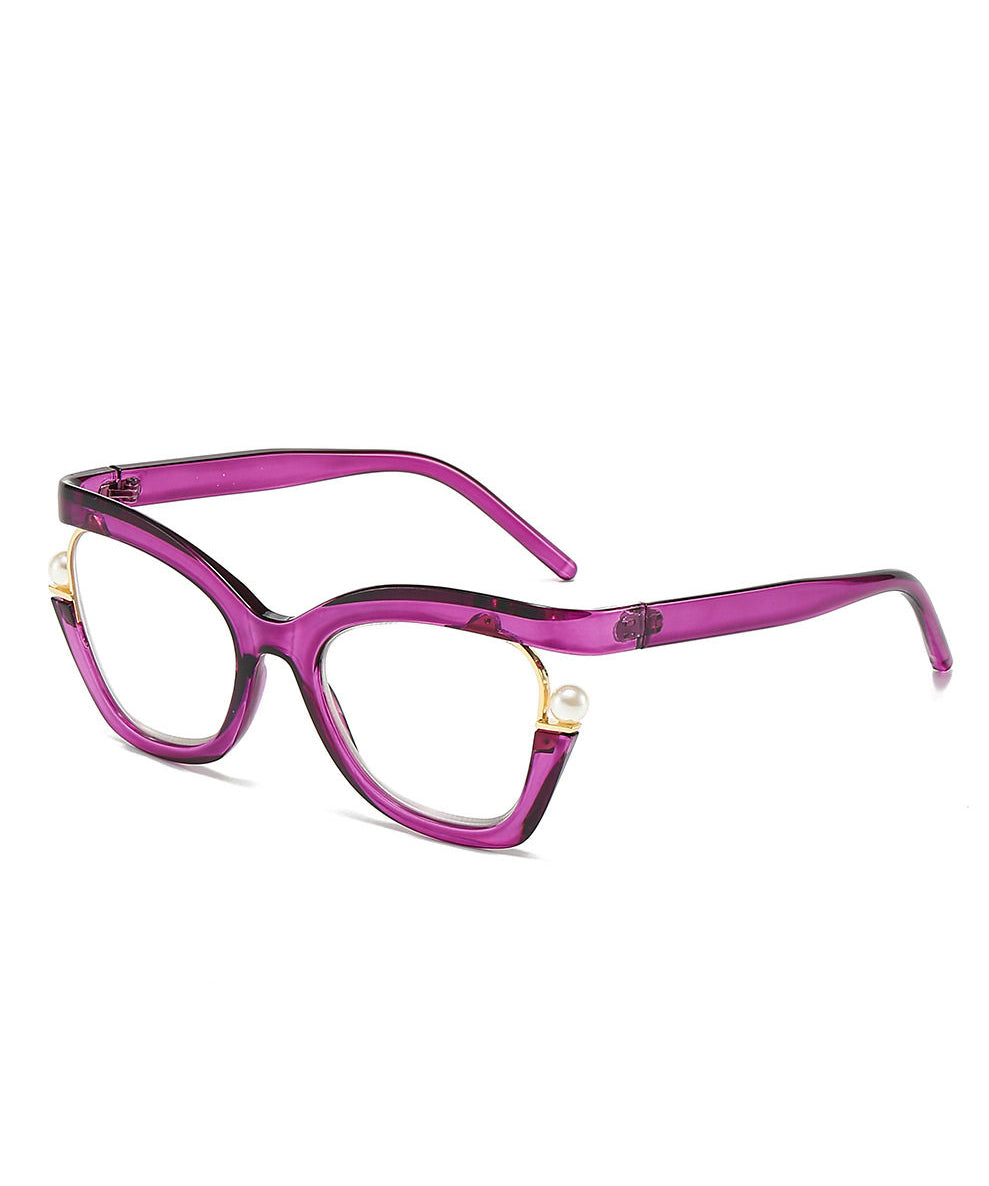 2026 New Pearl Irregular Black Full Frame Reading Glasses