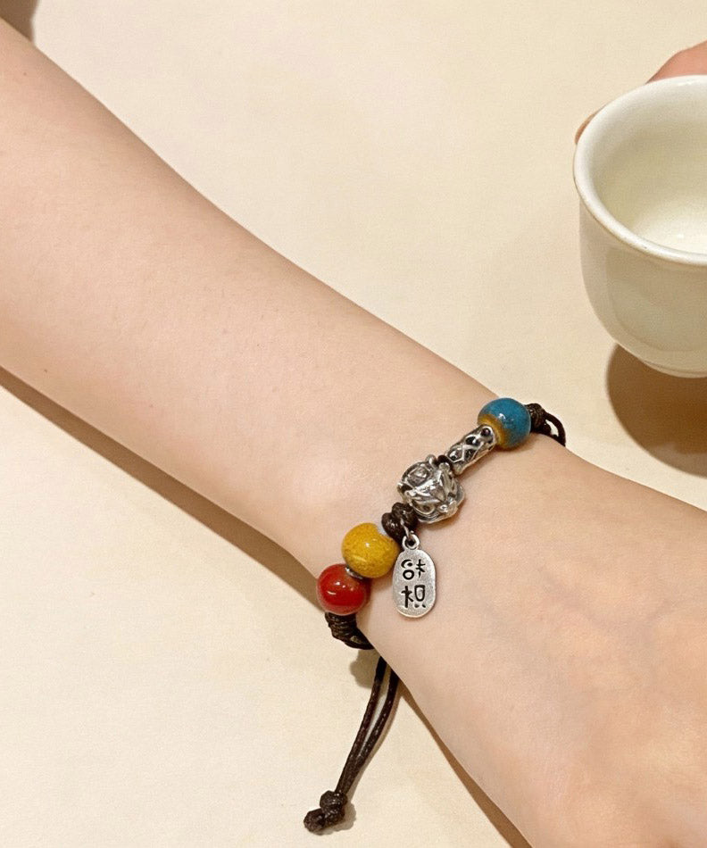 2026 New Sterling Silver Weave Ceramic Charm Bracelet