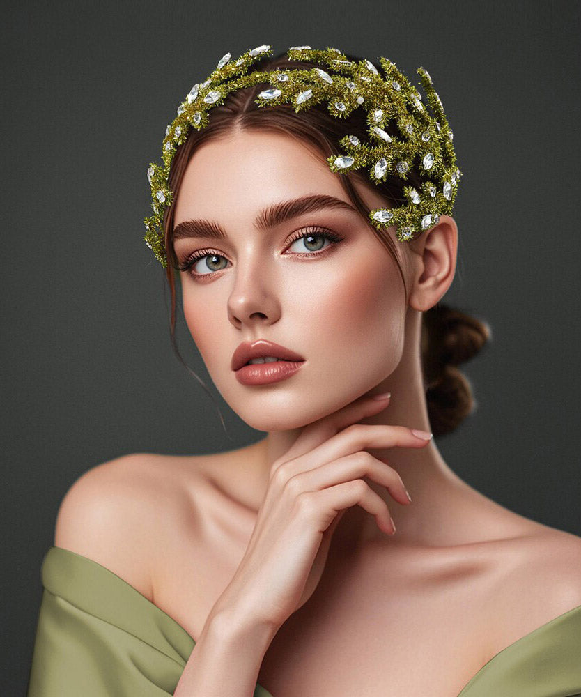 2026 New Turmeric Yellow Weave Crystal HairPiece